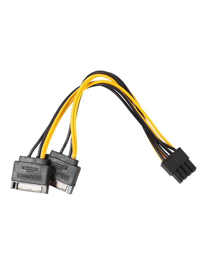 طقم كابلات طاقة لبطاقة الفيديو من قطعتين بمنفذ ساتا 15 دبوساً ذكر إلى PCIe ‏8‎‏‎‏ دبابيس ذكر (6 + 2) أسود - Image 3