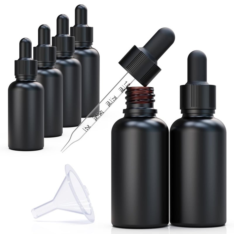 seafulee Black Coated Glass Bottle with Glass Eye Dropper, 1 oz Capacity,UV Safe Bottles for Essential Oils and Aromatherapy (Pack of 6) â€¦ - Image 1