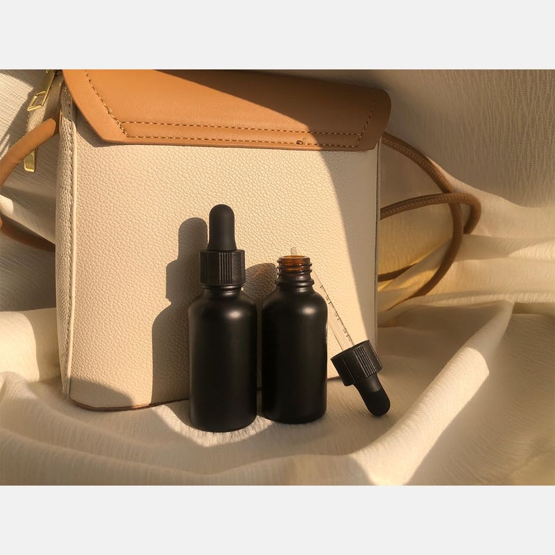 seafulee Black Coated Glass Bottle with Glass Eye Dropper, 1 oz Capacity,UV Safe Bottles for Essential Oils and Aromatherapy (Pack of 6) â€¦ - Image 3