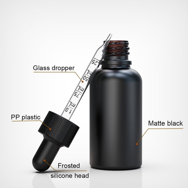 seafulee Black Coated Glass Bottle with Glass Eye Dropper, 1 oz Capacity,UV Safe Bottles for Essential Oils and Aromatherapy (Pack of 6) â€¦ - Image 5