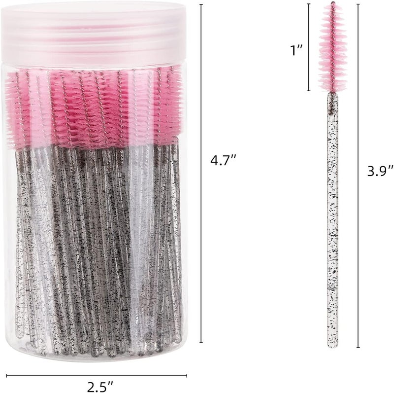 Tbestmax 100 Pcs Disposable Eyelash Brush, Mascara Wands Makeup Brushes Applicators Kits for Eyelash Extensions, Eyebrow Brush with Container (Pink, Black) - Image 5