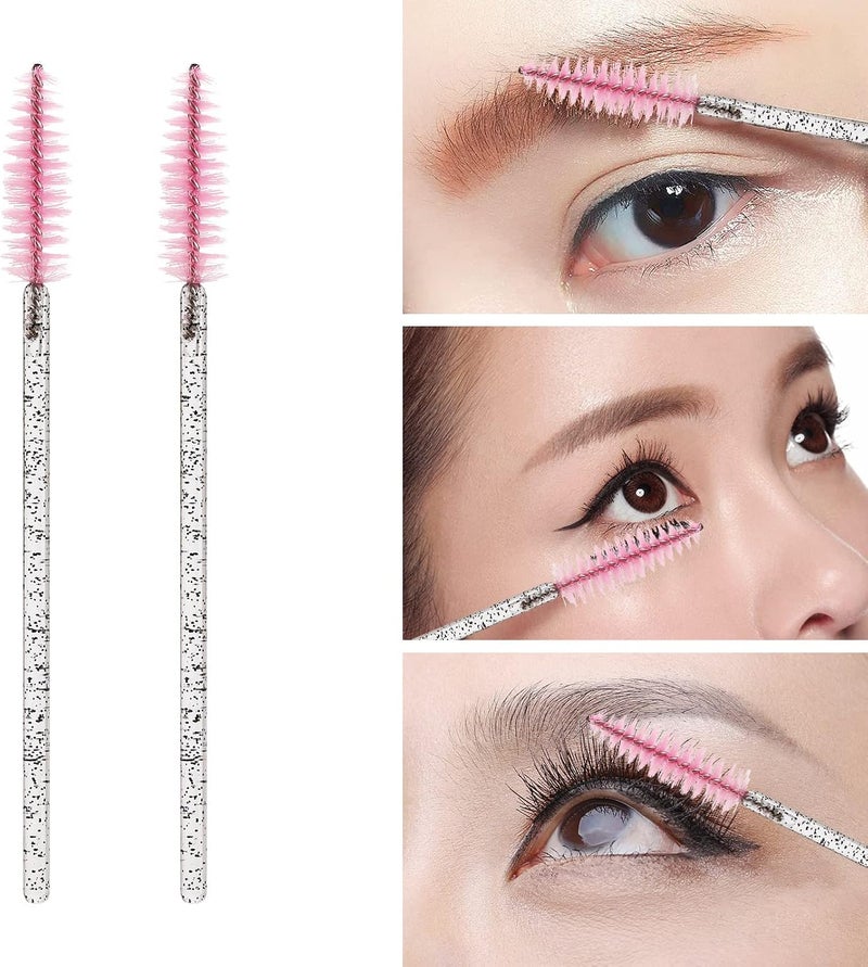 Tbestmax 100 Pcs Disposable Eyelash Brush, Mascara Wands Makeup Brushes Applicators Kits for Eyelash Extensions, Eyebrow Brush with Container (Pink, Black) - Image 2