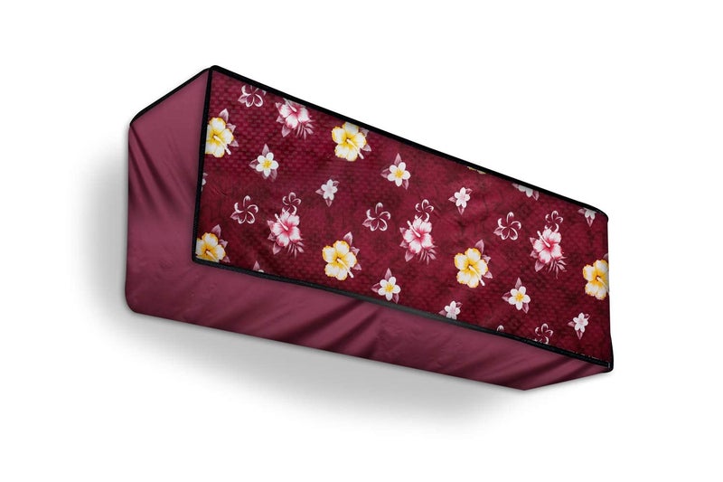 Da Anushi Polyester Split Ac Cover Indoor Unit For 1 Ton Capacity Ac, All Weather Cover/Attractive Digital Prints/Dustproof/Water Resistant Ac Cover (Maroon Flower) - Image 5