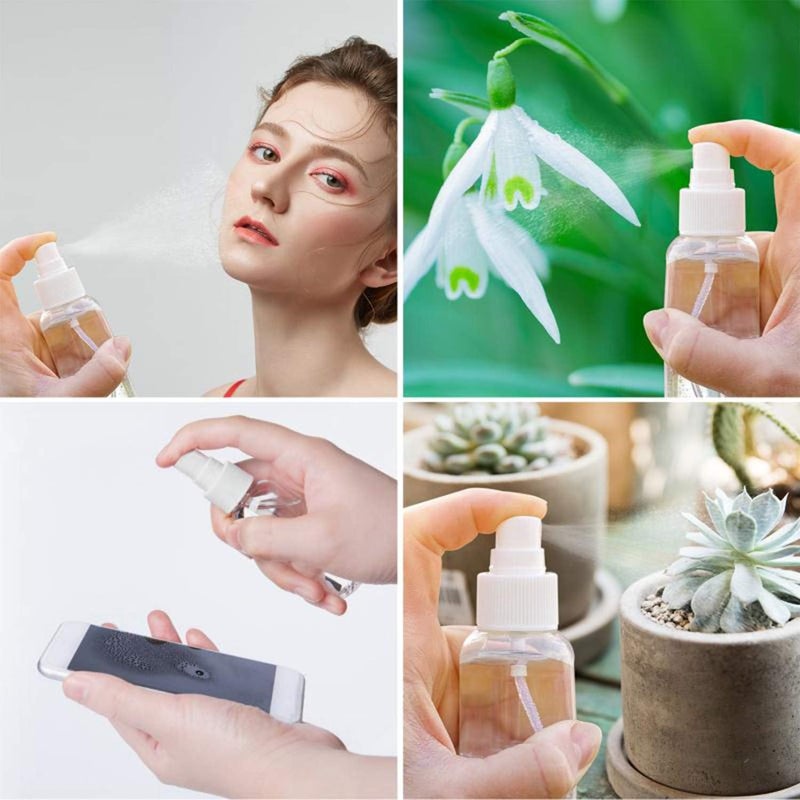 GJT 2oz/50ml Plastic Spray Bottles, Plastic Spray Clear Empty Fine Mist Plastic Mini Travel Bottle Set Bottles Refillable Liquid Containers 6 Pack Multi-purpose fine material - Image 3