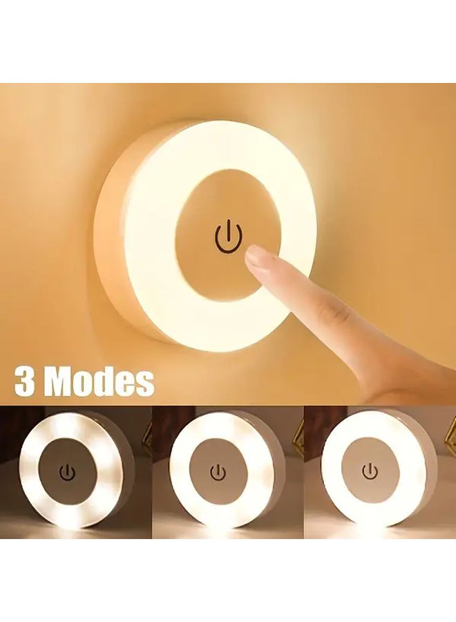 ضوء ليلي قابل للشحن 3 أوضاع USB LED يعمل باللمس مع قاعدة مغناطيسية لديكور الغرفة وخزانة الملابس والخزانة المحمولة القابلة للتعتيم الموفرة للطاقة والملصق على خزانة الملابس وغرفة النوم والمطبخ والسلالم الضوء الأبيض - Image 1