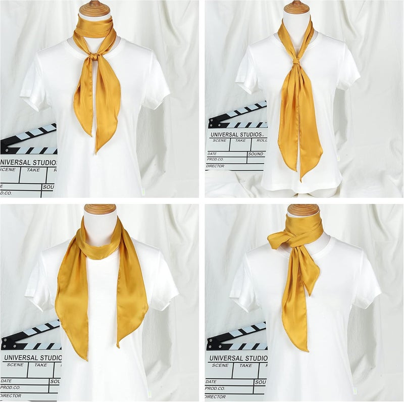 GERINLY Solid Color Long Neckerchief Pure Skinny Scarf Necktie for 50's Costume Party Wedding Cosplay Accessory - Image 1