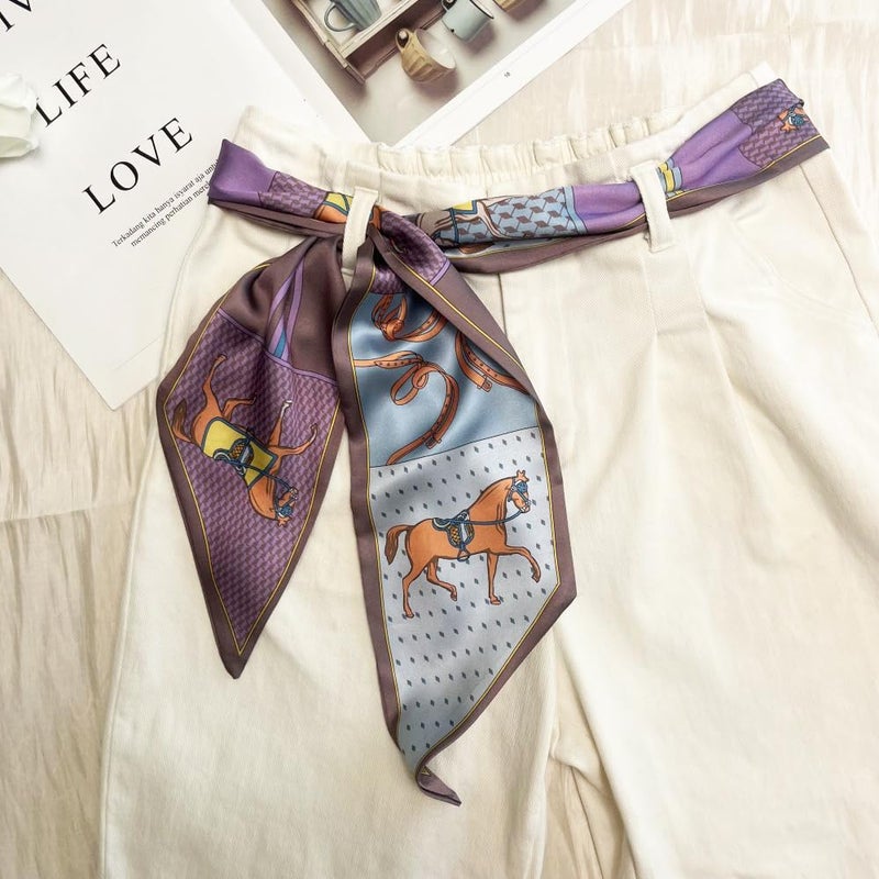 Julunar Hair Scarf for Women Silky Long Neck Head Scarves Purse Bag Scarfs for Handbag Satin Headscarf - Image 5
