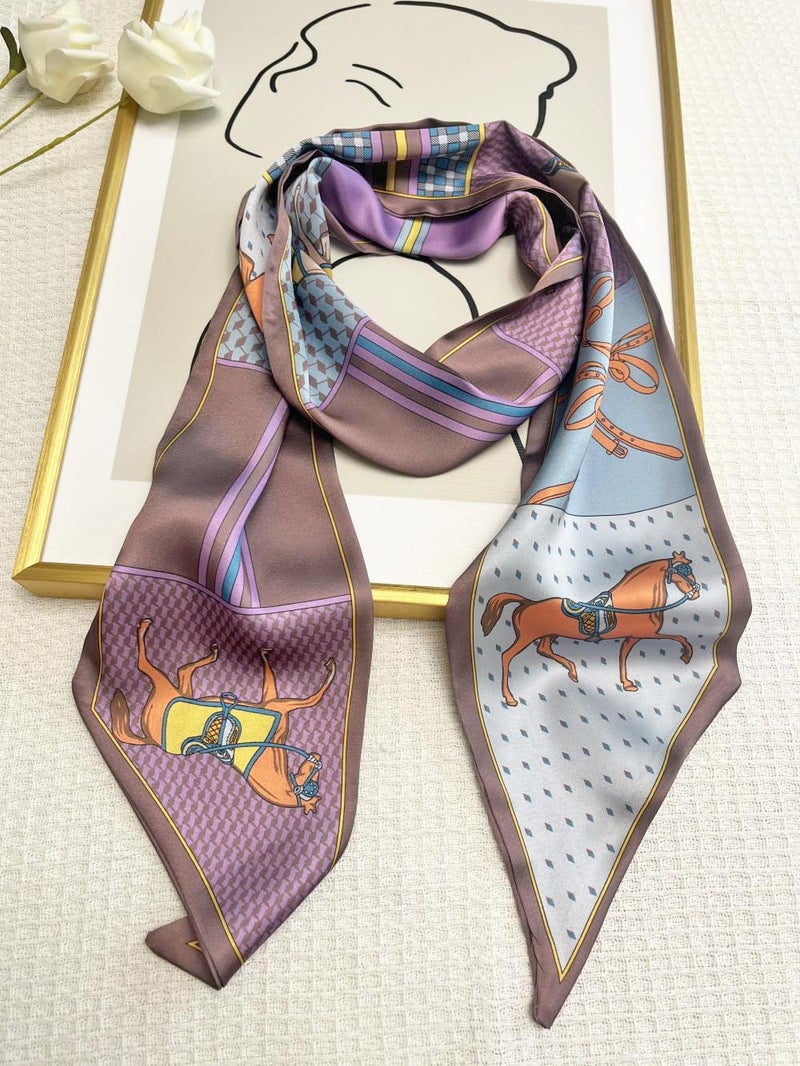 Julunar Hair Scarf for Women Silky Long Neck Head Scarves Purse Bag Scarfs for Handbag Satin Headscarf - Image 3