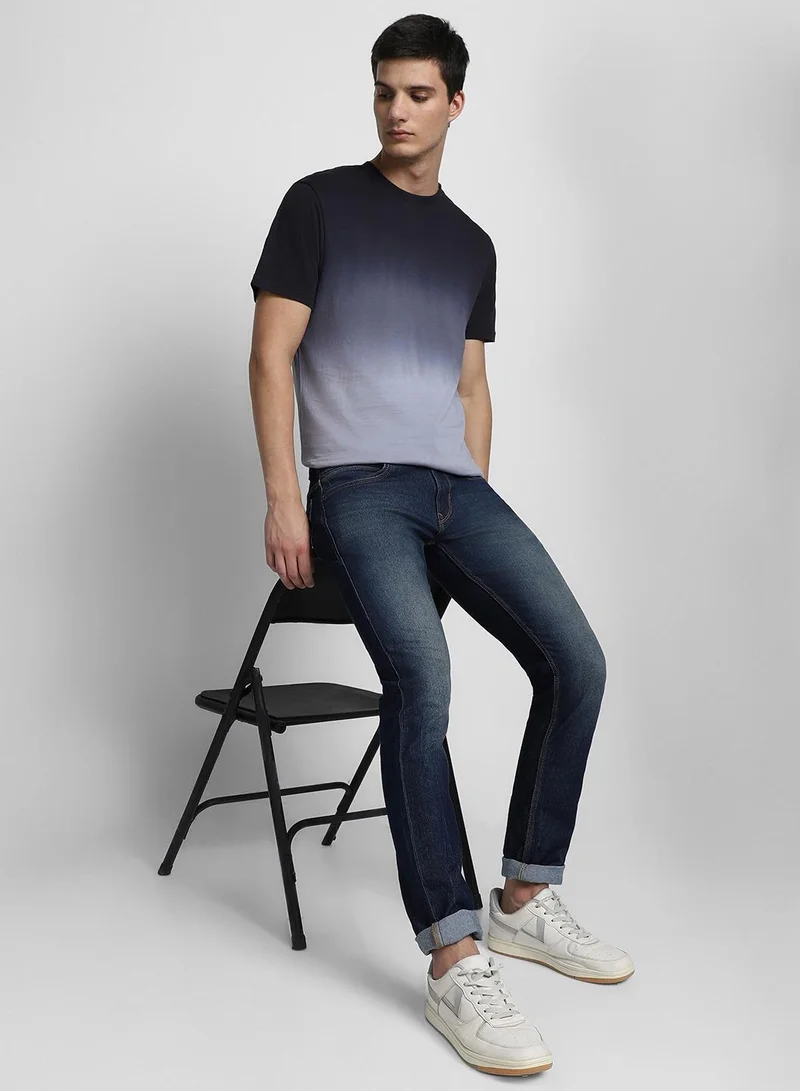 Dennis Lingo Black Crew Neck T-Shirt for Men - Slim Fit, Cotton