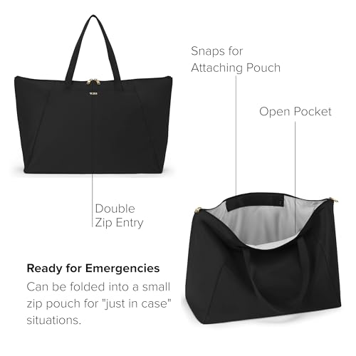 TUMI - Just In Case Tote - Foldable, Lightweight and Compact, Packable Travel Bag - Folds Into Included Pouch - Large, Black with Gold Hardware - Image 3