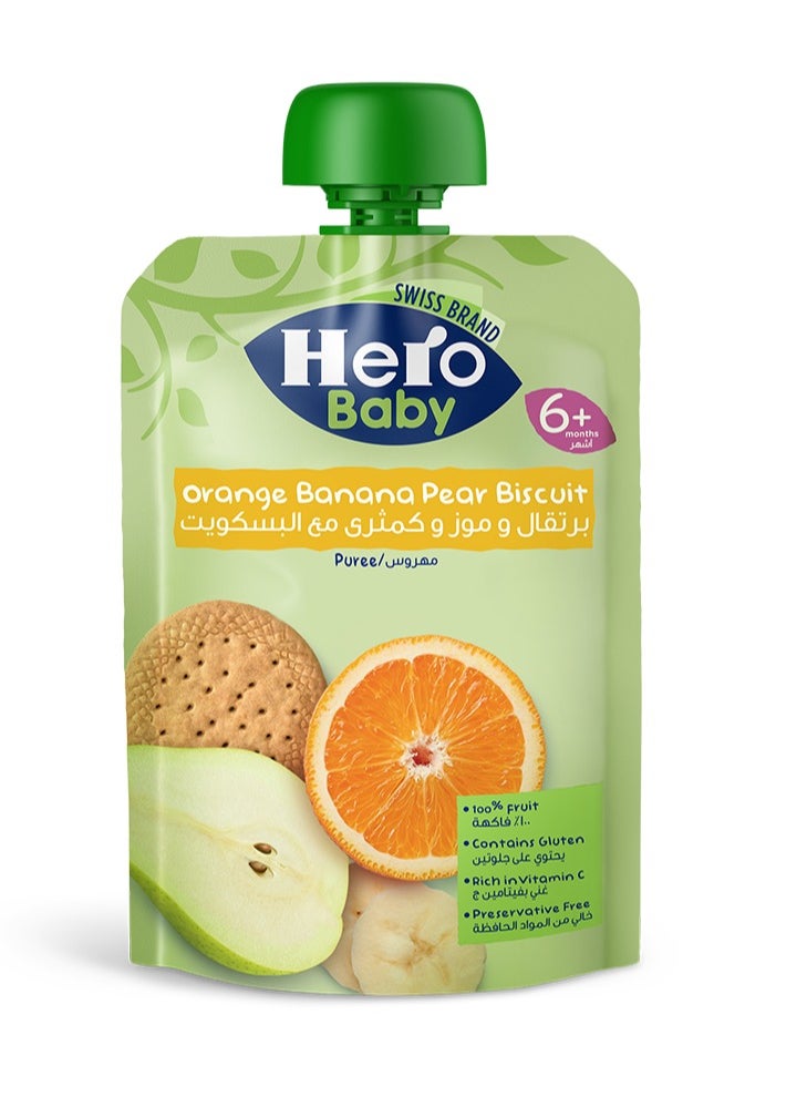Hero Baby Pouch Orange Banana Pear Biscuit 100 grams 