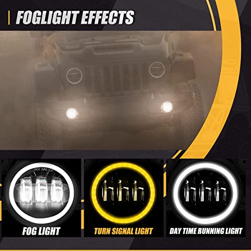AutoBizarre 4 inch White Amber Ring DRL Fog Light Round White Light LED Fog Light Assembly Fog Lamp Compatible with All Cars - Image 4