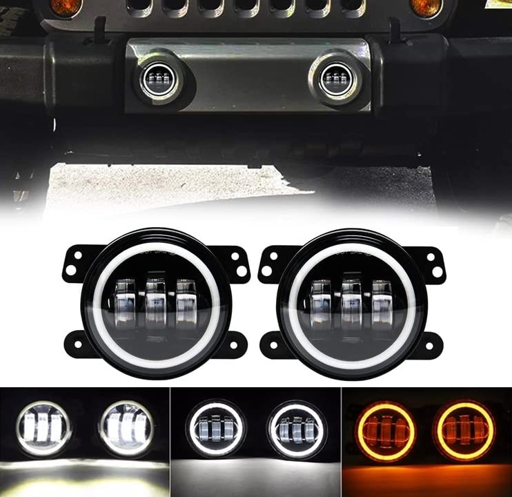 AutoBizarre 4 inch White Amber Ring DRL Fog Light Round White Light LED Fog Light Assembly Fog Lamp Compatible with All Cars - Image 3