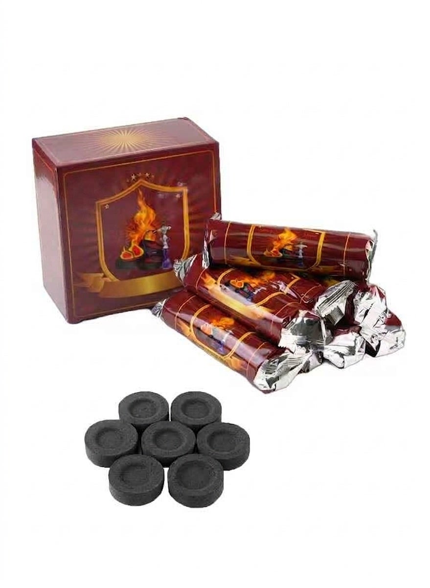 Premium Long Lasting Hookah & Shisha Charcoal Tablets (33mm, 80 Pcs) – Fast Lighting Bakhoor Charcoal - Natural Shisha Coal for Hookah & Incense Burner