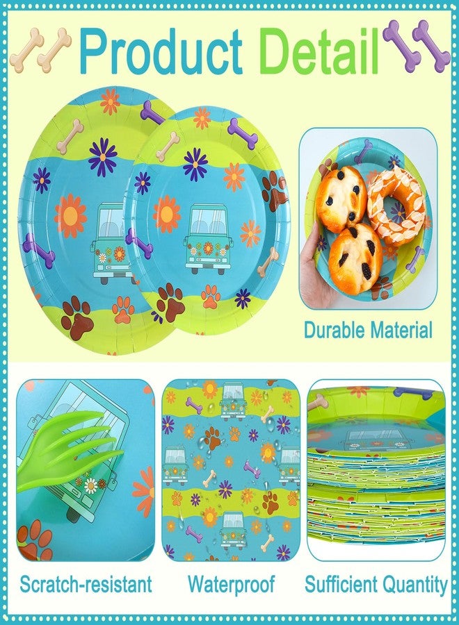 زهاو مجموعة أدوات مائدة للاستخدام مرة واحدة من زيهاو، مكونة من 144 قطعة، بتصميم سيارات وكلاب، تشمل 48 طبقًا، و24 منديلًا، و24 طقمًا من السكاكين والشوك والملاعق البلاستيكية، مثالية لحفلات أعياد الميلاد والهالوين ذات الطابع الكرتوني والهيبي. - Image 3