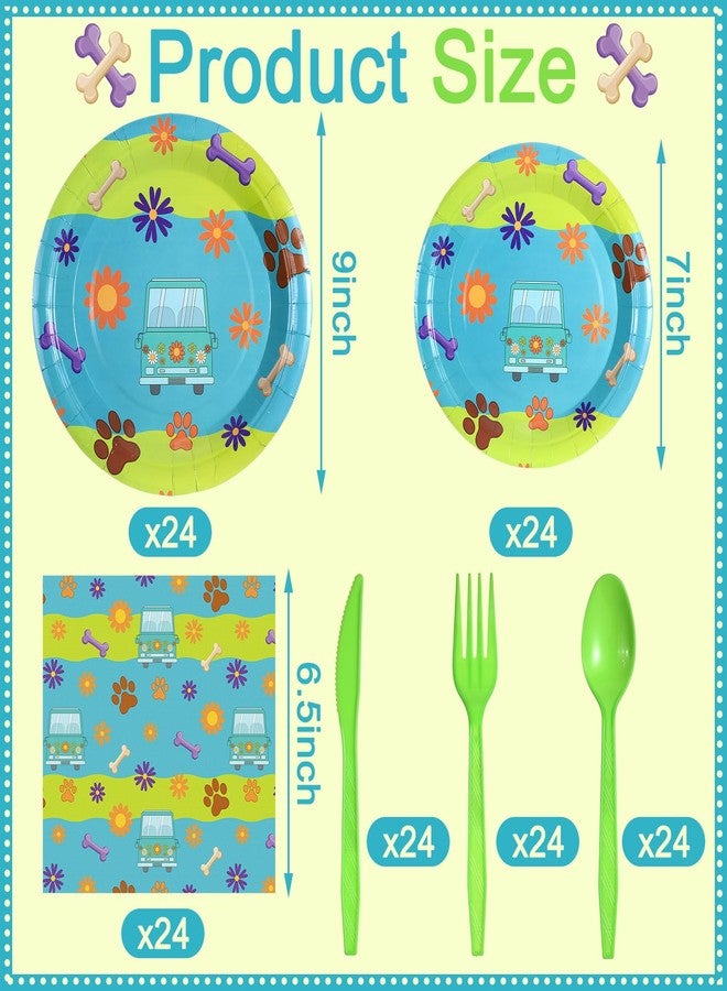 زهاو مجموعة أدوات مائدة للاستخدام مرة واحدة من زيهاو، مكونة من 144 قطعة، بتصميم سيارات وكلاب، تشمل 48 طبقًا، و24 منديلًا، و24 طقمًا من السكاكين والشوك والملاعق البلاستيكية، مثالية لحفلات أعياد الميلاد والهالوين ذات الطابع الكرتوني والهيبي. - Image 2