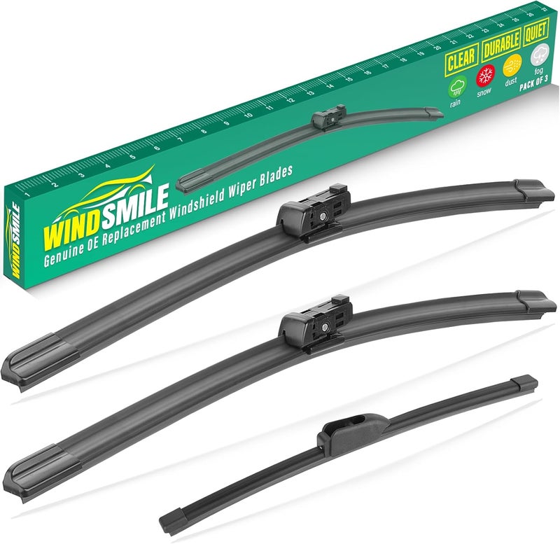 WINDSMILE 26" 18" 13" Windshield Wiper Blades Replacement for Alfa Romeo Stelvio 2018 2019 2020 2021 2022 2023 Premium All Weather Front Rear Wipers Set - OEM Quality (Pack of 3) - Image 1