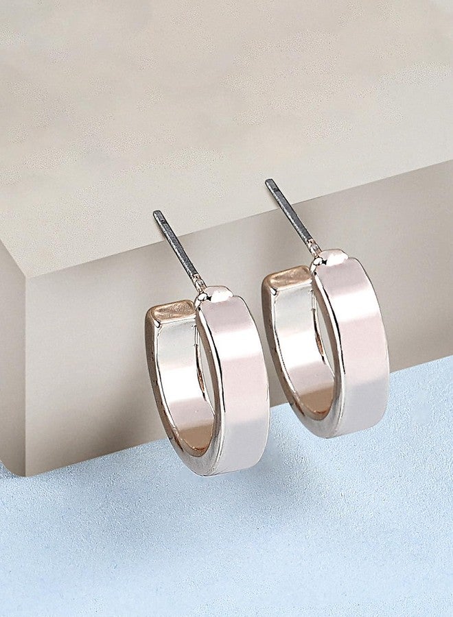 Ami Rose Gold Classy Contemporary Semi Hoop Earring For Women-ZPFK19956 - Image 2
