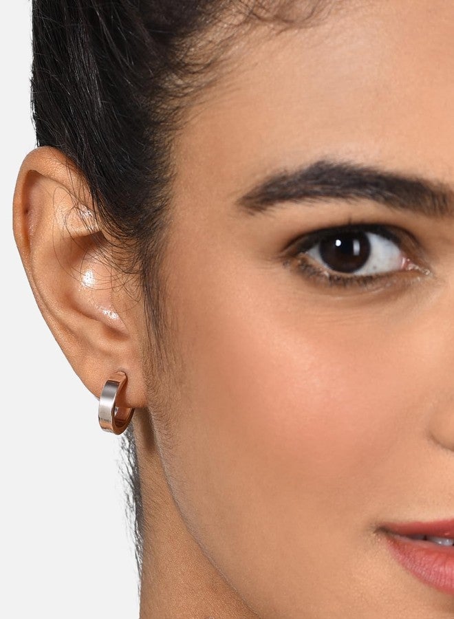 Ami Rose Gold Classy Contemporary Semi Hoop Earring For Women-ZPFK19956 - Image 3