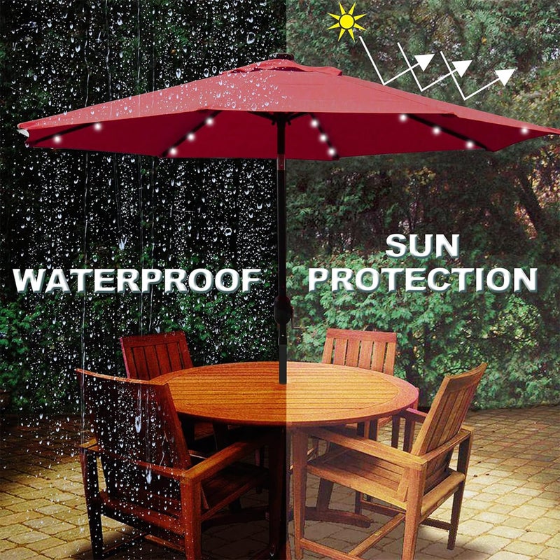 Blissun 9 ft Solar Umbrella, 32 LED Lighted Patio Umbrella, Table Market Umbrella, Outdoor Umbrella for Garden, Deck, Backyard, Pool and Beach (Red) - Image 4