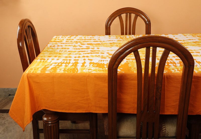 Dekor World Dekor World Abstract Printed Orange Table Cover (Pack of 1) 150X150 Cm / 60X60 Inches 4 Seater Dinning Table - Image 2