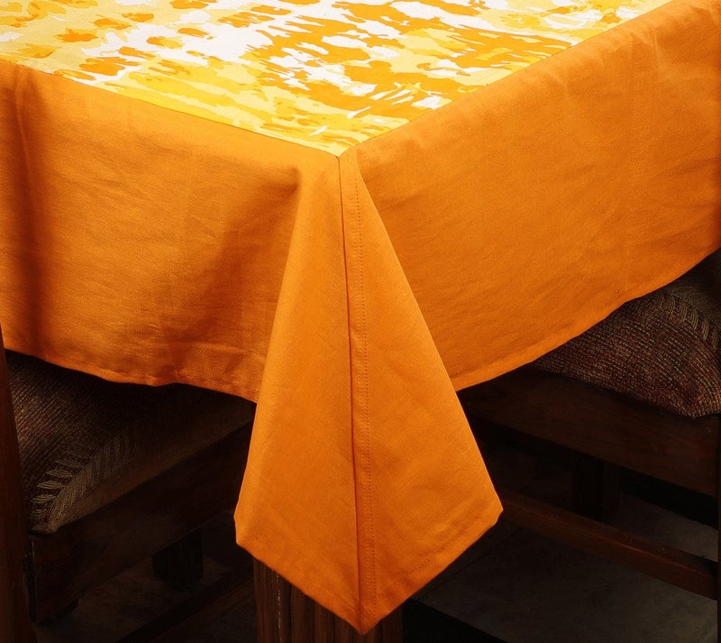 Dekor World Dekor World Abstract Printed Orange Table Cover (Pack of 1) 150X150 Cm / 60X60 Inches 4 Seater Dinning Table - Image 3