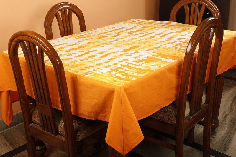 Dekor World Dekor World Abstract Printed Orange Table Cover (Pack of 1) 150X150 Cm / 60X60 Inches 4 Seater Dinning Table - Image 1