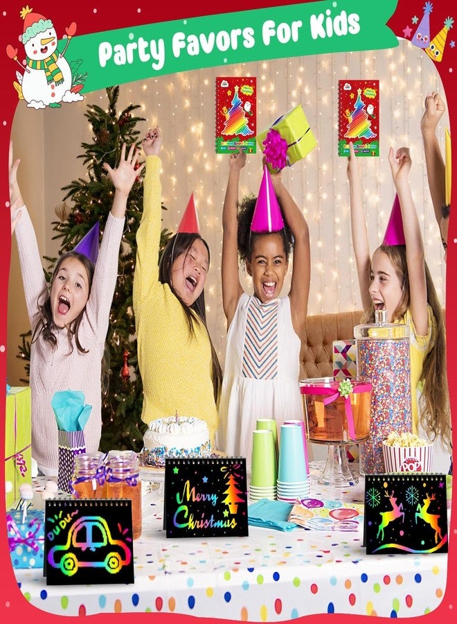ZMLM Christmas Scratch Art Party Favors: 16 Pack Rainbow Scratch Notebook Bulk Scratch Art for Kids Birthday Party Favors Girls Boys Christmas Gifts Toy Scratch Pads Classroom Prizes - Image 2