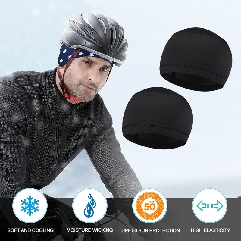 vidsel Skull Cap Helmet Liner Hard Hat Liner Running Beanie Head Wrap Bicycle Football Sweat Wicking Cycling Caps for Men Women - Image 3
