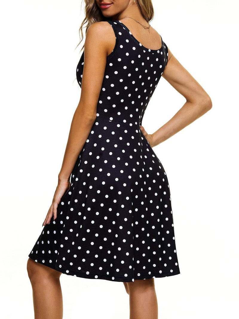 HUHOT Polka Dot Dress for Women Dresses that Hide Belly Fat for Curvy Women with Belly Black Polka Dot Dress with Pockets Flared Midi Summer Flowy Sun Dresses for Women 2026 2025 - Image 2