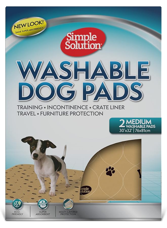 Simple Solution Large Washable Puppy Pad Reusable Dog Pee Pad Absorbent And Odor Controlling 30X32 Inches 2 Count - Image 1