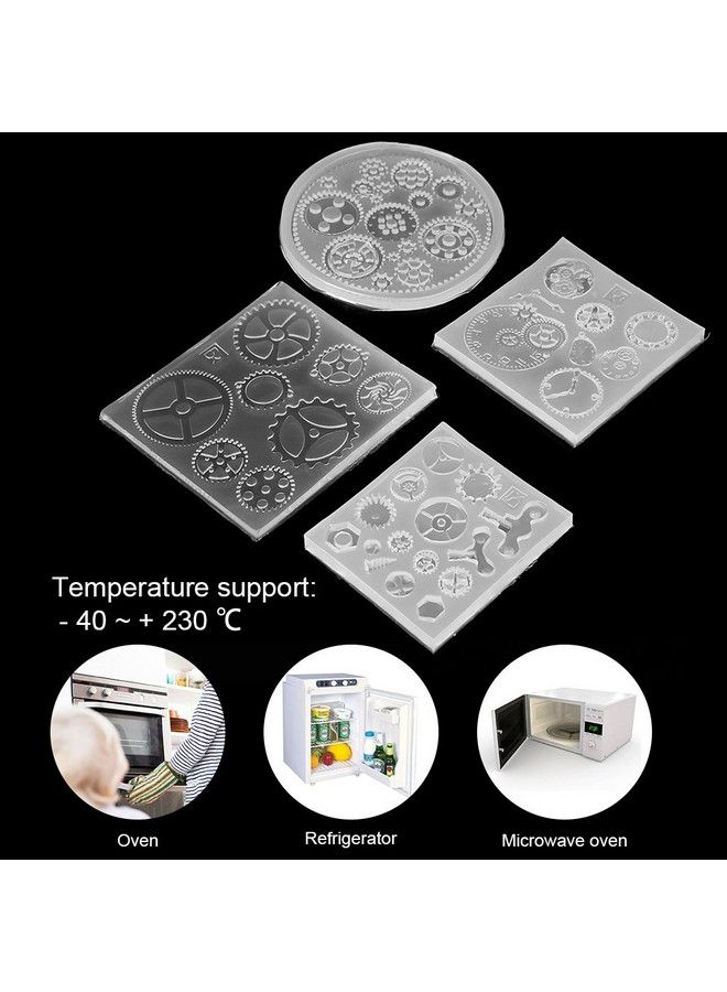 TOPINCN قالب سيليكون على شكل تروس 4 قطع/طقم شكل تروس 3D حلوى شوكولاتة كعكة زينة قالب سيليكون لتزيين الكعك قالب فوندان لصنع المجوهرات الراتنجية زينة الحفلات - Image 4