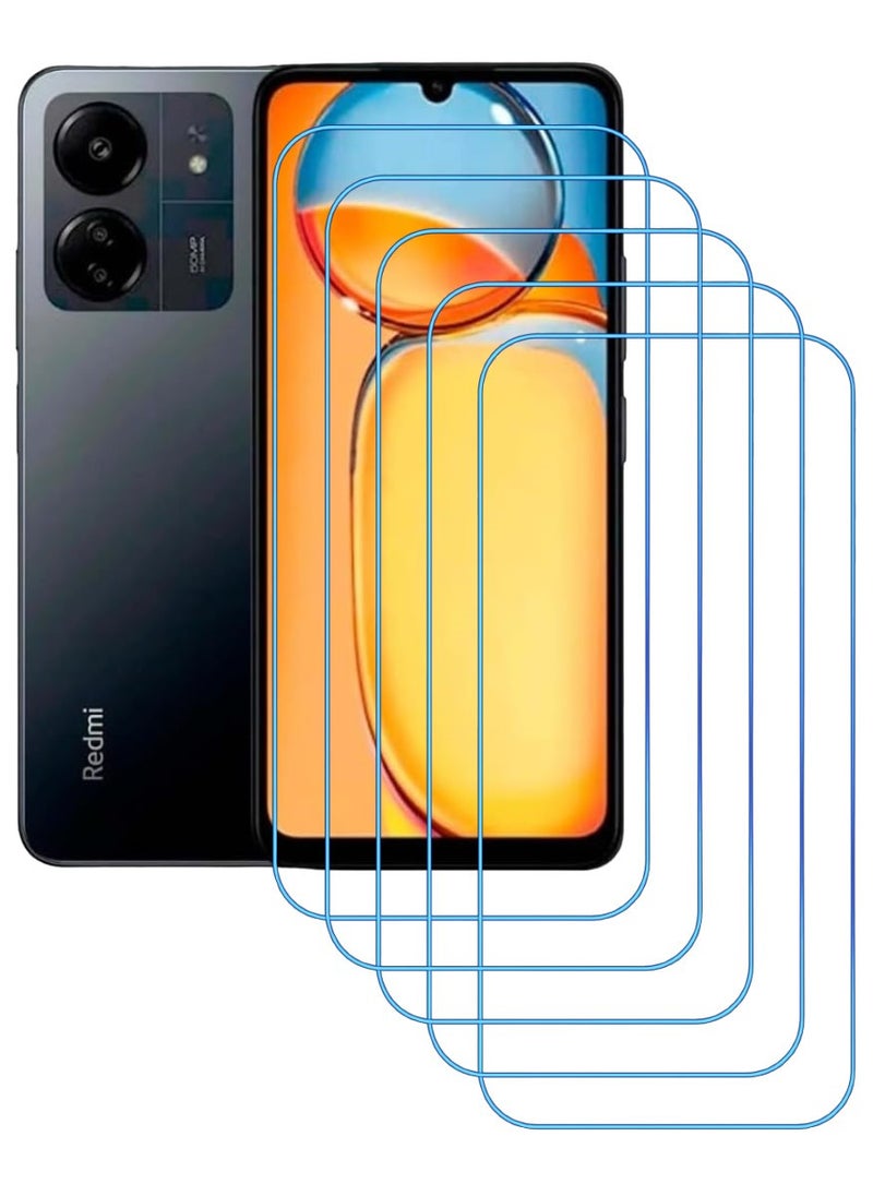 ACLIX 5 Pieces Antistatic ESD Dustproof Premium Quality High Definition Clear Tempered Glass Screen Protector Designed For Xiaomi Redmi 13C - Image 1
