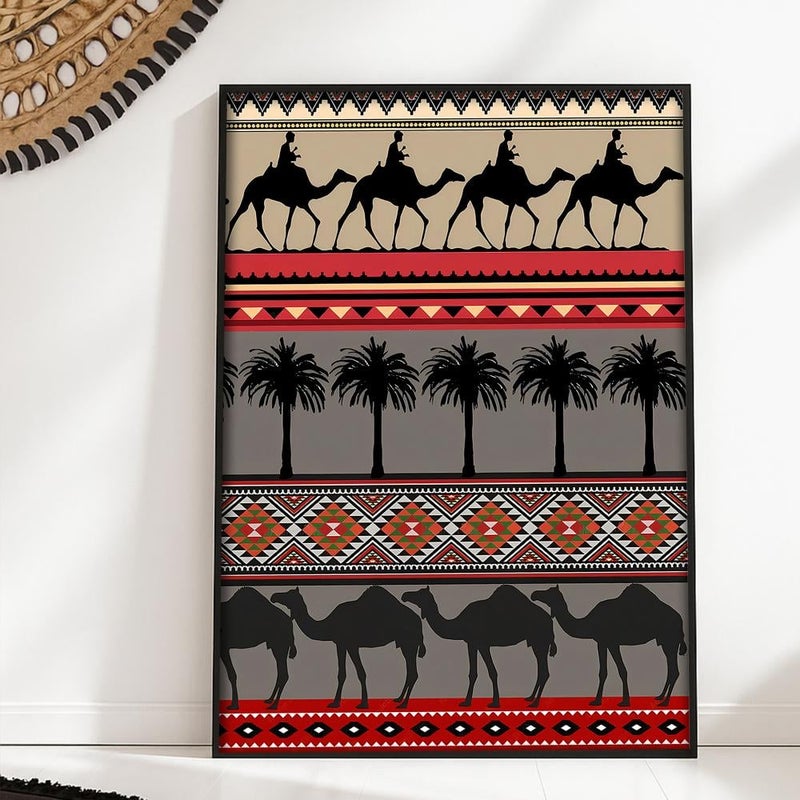 ماركتنا لوحة قماشية بتصميم الفن النجدي مع برواز مجوف مقاس (40×60) قطعة واحدة - Image 1