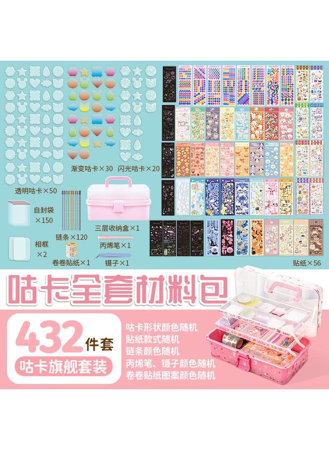 Bluejw Children's Free Matching DIY Hand Account Goo Card Sticker Paper Sticker Big Suit Goo Plate Card Full Set Of Materials Storage Box Toys  - Image 1