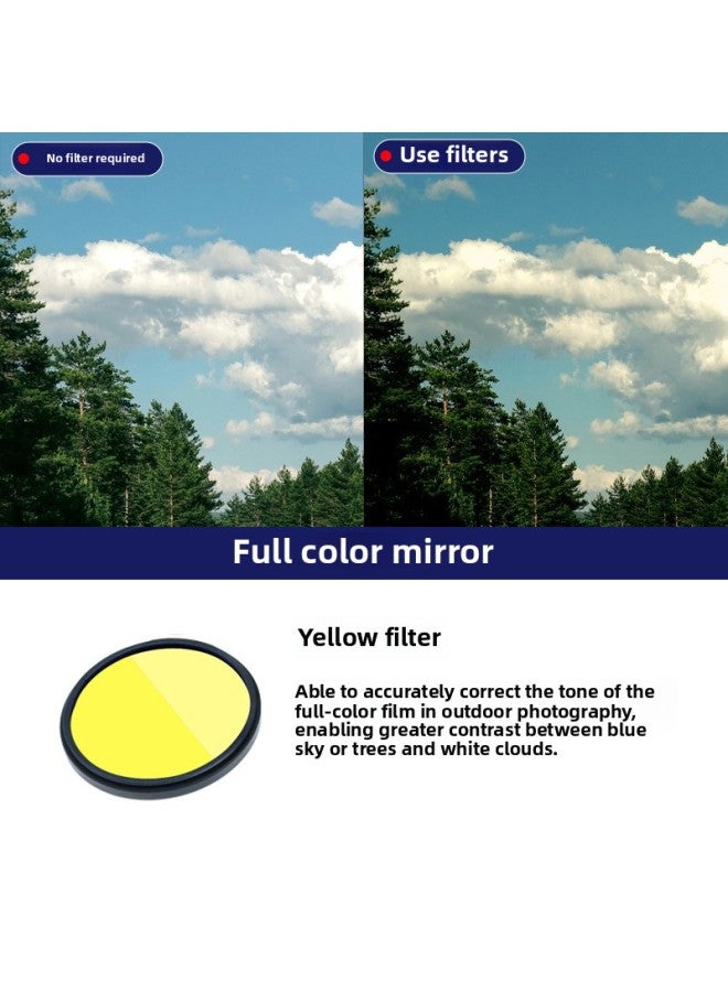 SLR Camera Full Color Filter 52586777 Yellow Orange Red Green Blue Purple Full Color Round Filter Diving Balance Piece-Color:Yellow-Dimensions:40.5mm  - Image 1