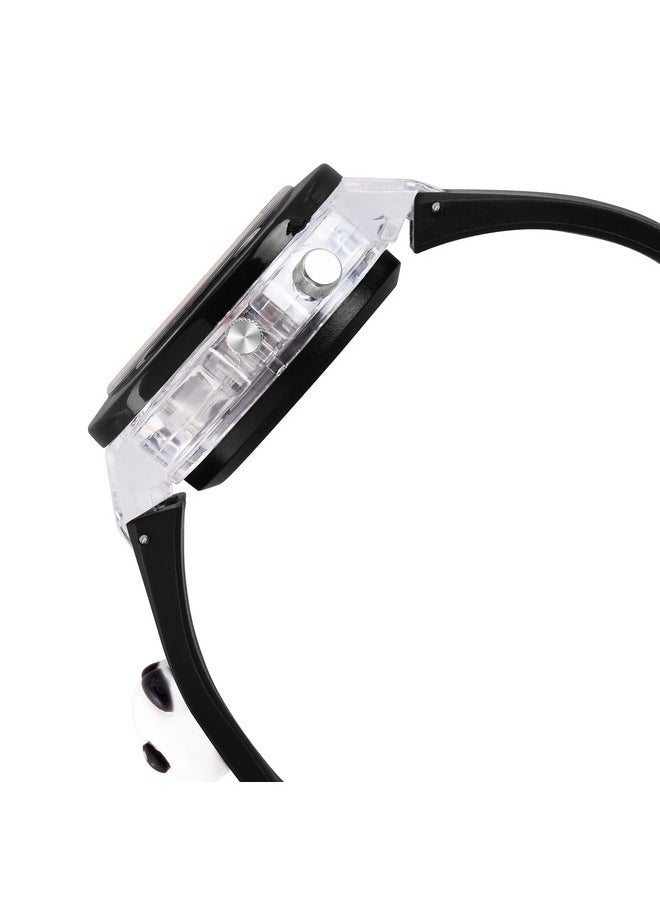 Shocknshop Shocknshop Nylon 3D Cartoon Analouge with 7 Color Glowing Disco Light Unisex Analogue Watch for Kids Girls and Boys (Black Dial Panda), Black Band  - Image 3