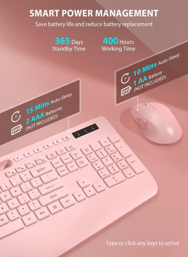 Trueque Wireless Keyboard and Mouse Combo - Full-Sized Ergonomic Keyboard with Wrist Rest, Phone Holder, Sleep Mode, Silent 2.4GHz Cordless Keyboard Mouse Combo for Computer, PC, Laptop, Mac, Windows -Trueque - Image 5