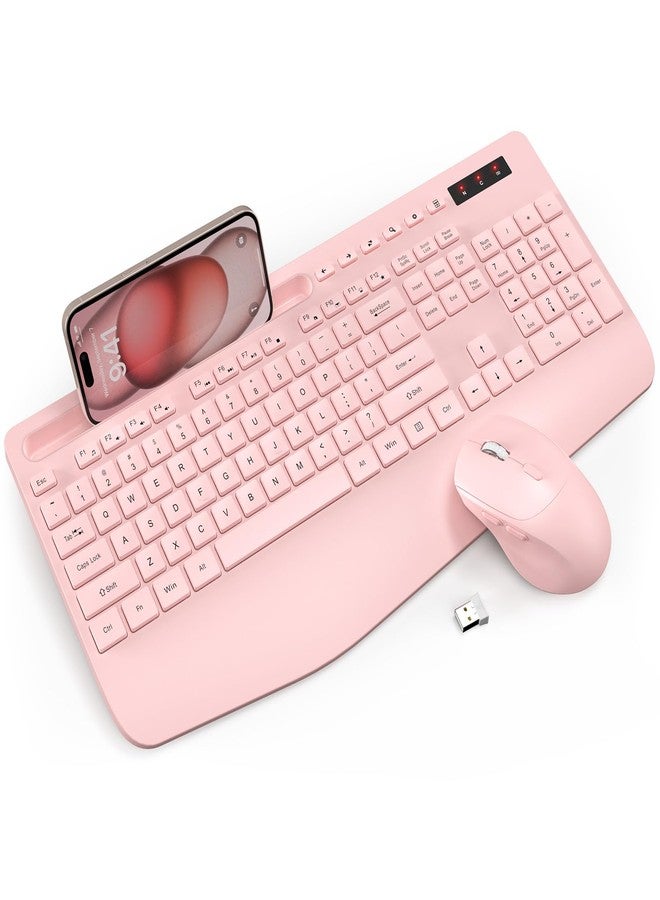 Trueque Wireless Keyboard and Mouse Combo - Full-Sized Ergonomic Keyboard with Wrist Rest, Phone Holder, Sleep Mode, Silent 2.4GHz Cordless Keyboard Mouse Combo for Computer, PC, Laptop, Mac, Windows -Trueque - Image 1