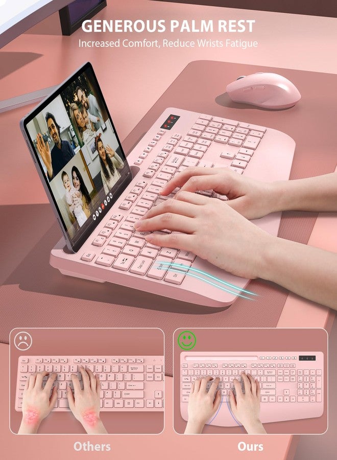Trueque Wireless Keyboard and Mouse Combo - Full-Sized Ergonomic Keyboard with Wrist Rest, Phone Holder, Sleep Mode, Silent 2.4GHz Cordless Keyboard Mouse Combo for Computer, PC, Laptop, Mac, Windows -Trueque - Image 2