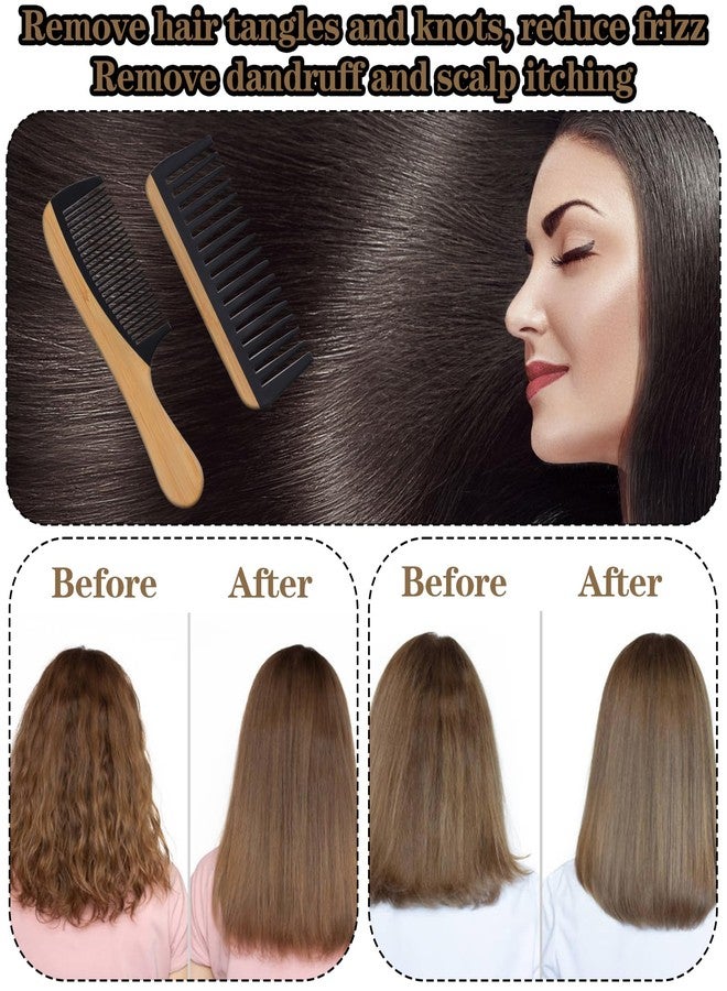 ValueBargain 2Pcs Bamboo Wide Tooth Comb, Bamboo Fine & Wide Tooth Comb Anti-Static for Thick & Wavy Hair for Men Women Durable Eco-Friendly Natural Wood Finish, Ideal for Detangler Frizz Control - Image 4