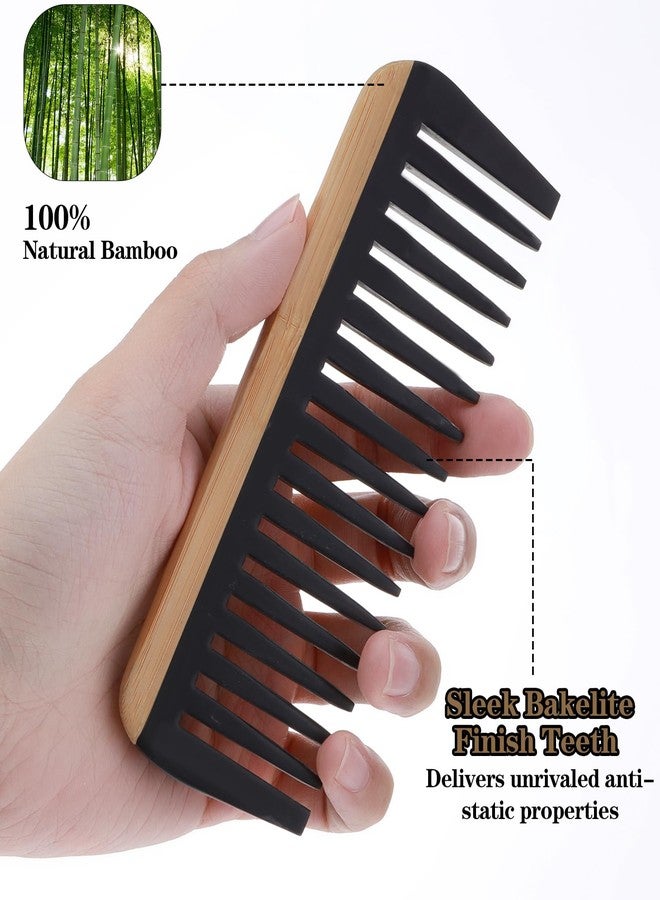 ValueBargain 2Pcs Bamboo Wide Tooth Comb, Bamboo Fine & Wide Tooth Comb Anti-Static for Thick & Wavy Hair for Men Women Durable Eco-Friendly Natural Wood Finish, Ideal for Detangler Frizz Control - Image 3