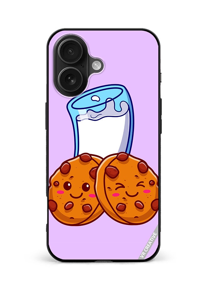 VR CREATIVE Protective Case Cover For Apple iPhone 16 Milk And Cookies Design Multicolour