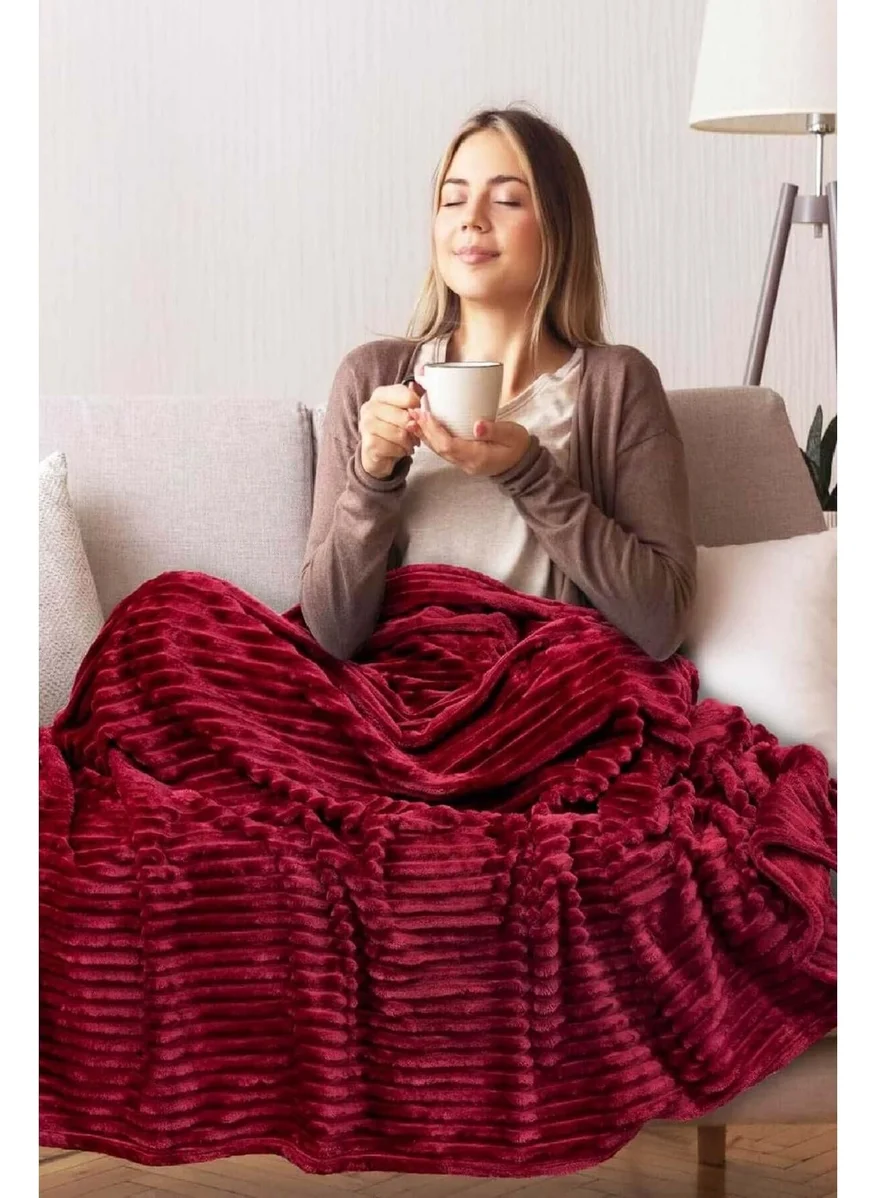 Mira Home Single Striped TV Blanket 130X180 cm Claret Red