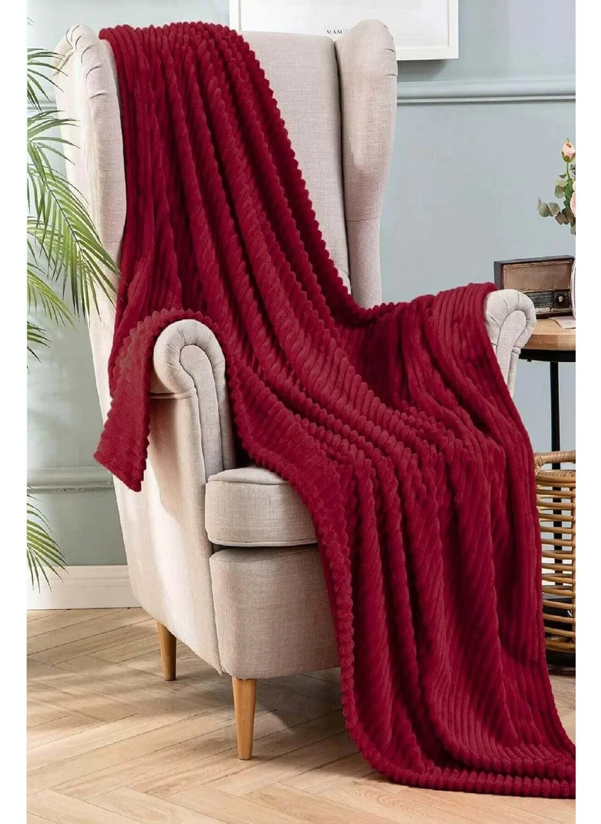 Mira Home Single Striped TV Blanket 130X180 cm Claret Red