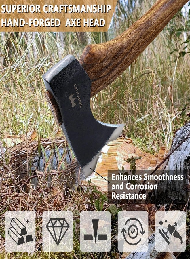 DWFKHT 15.7" Hatchet Axe, Camping Hatchet, Hand-Forged Axe with Sheath for Wood Chopping, Splitting, and Carving, Bushcraft Axe with Beech Handle for Outdoor Survival and Garden Work - Image 5