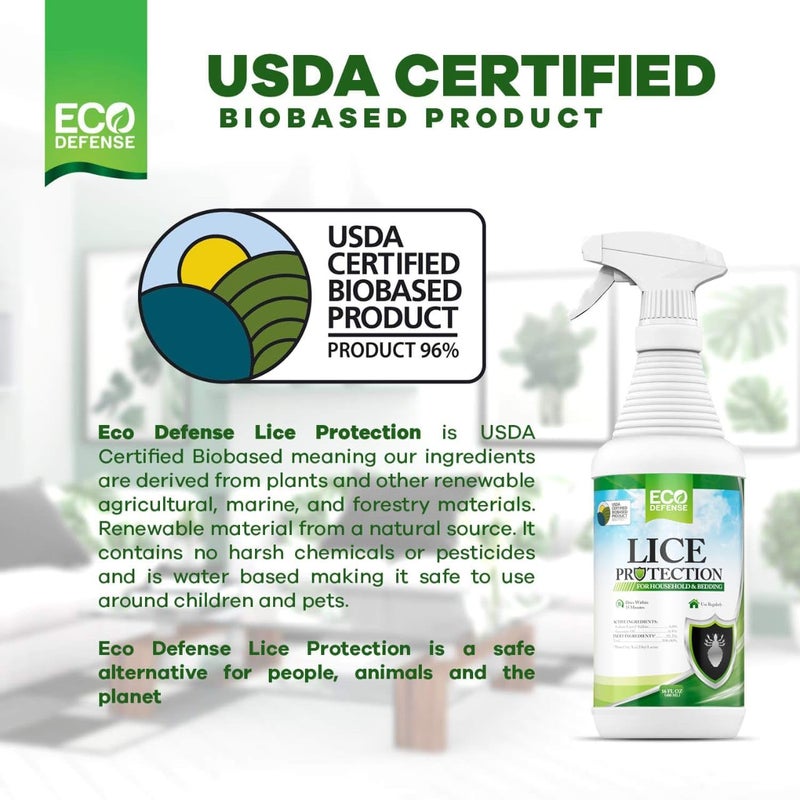 Eco Defense رذاذ مكافحة القمل المعتمد من وزارة الزراعة الأمريكية للأثاث والمفروشات والمنزل - علاج طبيعي قوي إضافي - يساعد في الحفاظ على المنزل خالياً من القمل - Image 3