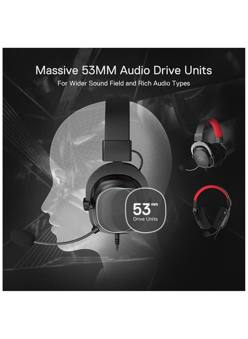 Redragon H510 Zeus Wired Gaming Headset - 7.1 Surround Sound - Memory Foam Earpads - 53 mm Drivers - Detachable Microphone - Multiplatform Headset (RGB) Headphones Headset - Image 2