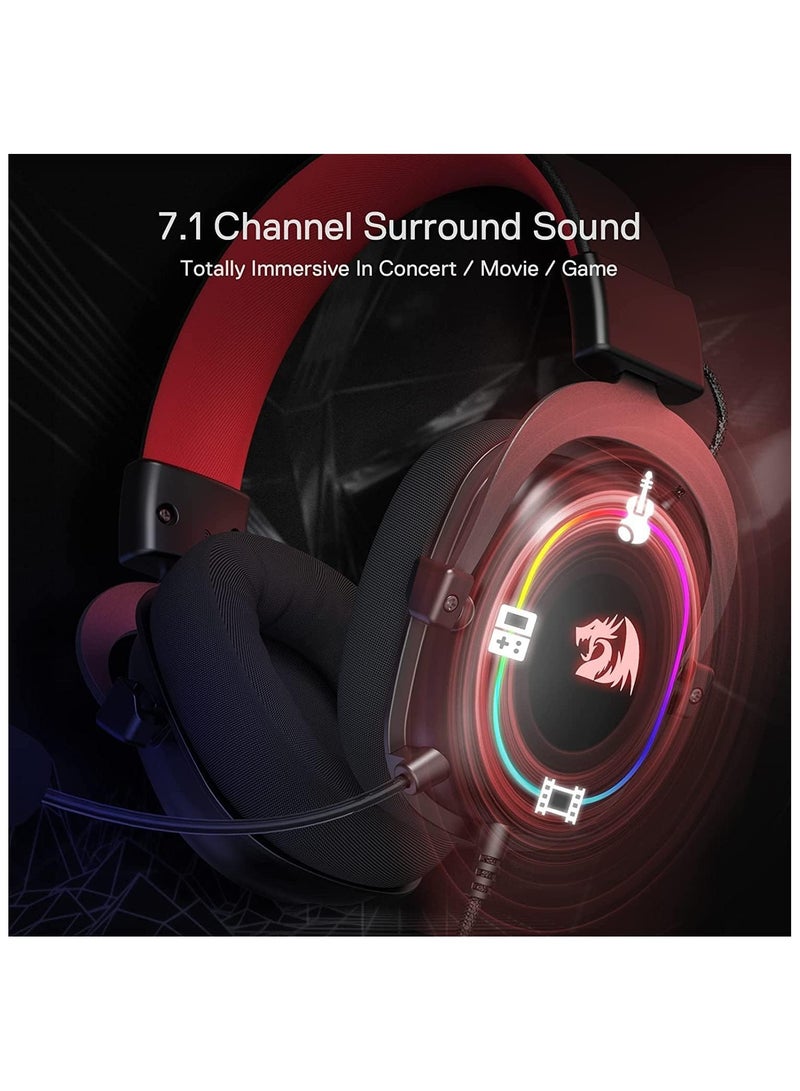 Redragon H510 Zeus Wired Gaming Headset - 7.1 Surround Sound - Memory Foam Earpads - 53 mm Drivers - Detachable Microphone - Multiplatform Headset (RGB) Headphones Headset - Image 4