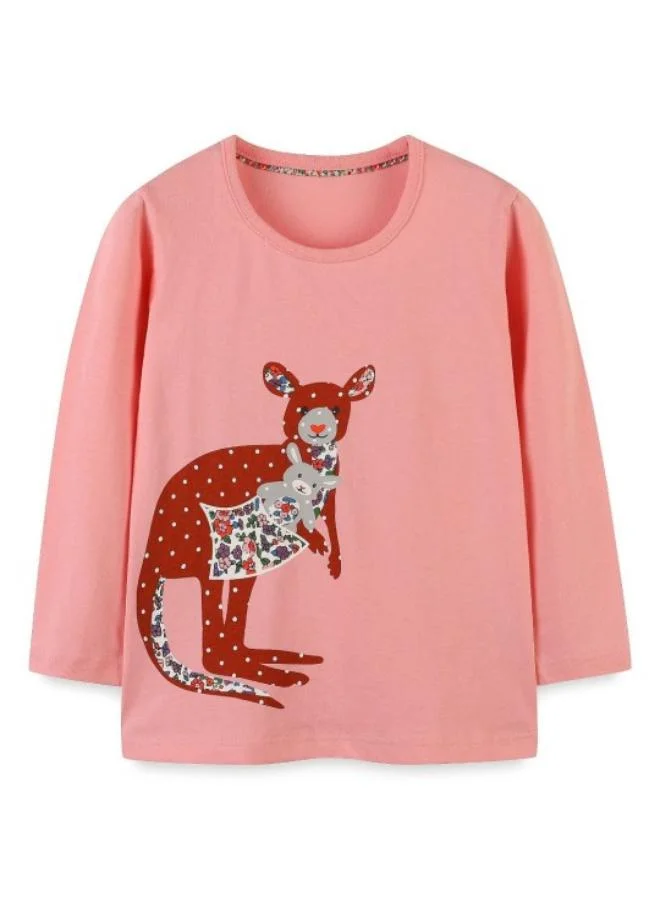 YUNIQEE Pink Printed Long Sleeve Crew Neck T-Shirt